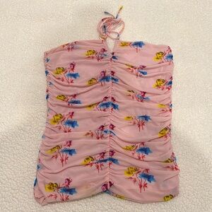 Ganni Printed Mesh-top